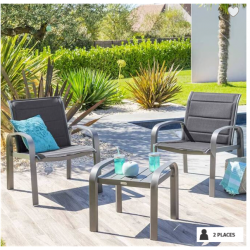 Salon de jardin duo ELYN Bleu canard & Graphite – Hespéride
